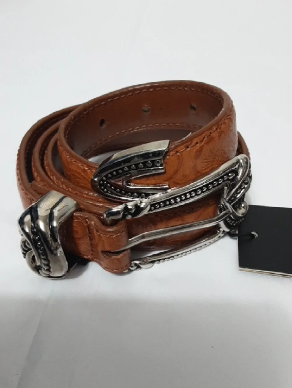 M.C. Women'S ‎ Brown Western Leather Belt with Silver Buckle